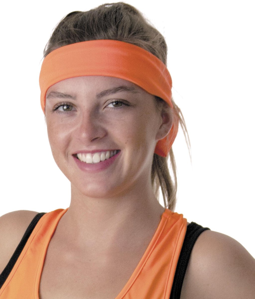 PARTYPRO - Fluo oranje jaren 80 hoofdband voor volwassenen - Accessoires > Haar & hoofdbanden